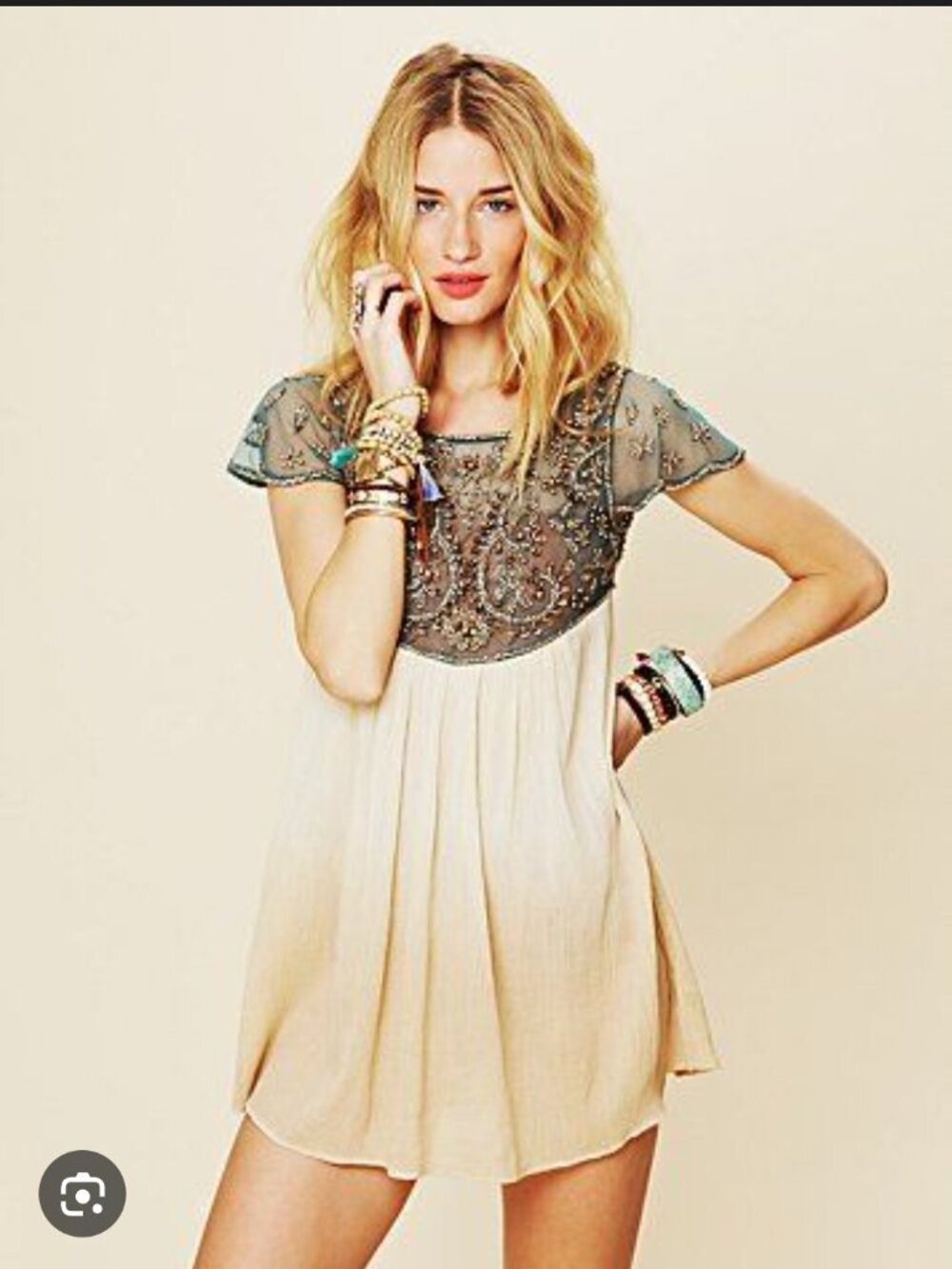 Free People Sunset Ombré Beaded Tunic Dress XS